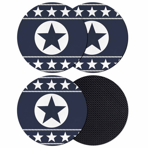 Western Star Ethnic Coasters Set of 4, Absorbent Coasters for Drinks, Navy Blue Texas Ethnic Stars Vintage Coaster for Desk Coffee Table Protection, Home Decor House Warming Gifts 4"