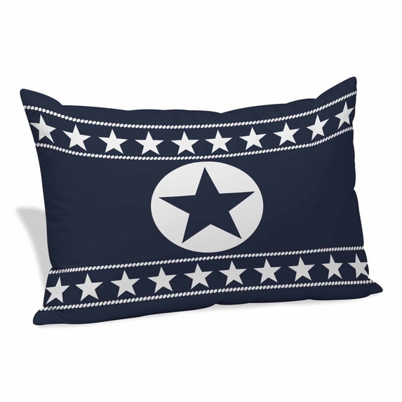 Western Star Ethnic Pillow Covers, Linen Long Throw Pillow Case, Navy Blue Texas Ethnic Stars Vintage Holiday Pillow Protector Decorative Cushion Cover for Living Room/Bedroom 20" x 36"