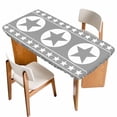 thumbnail image 1 of Western Star Ethnic Table Cloths for 5 Foot Rectangle Tables, Grey Texas Ethnic Stars Tribal Art Patio Waterproof Elastic Fitted Tablecloths, Washable Rectangular Table Cover for Camping, 1 of 8