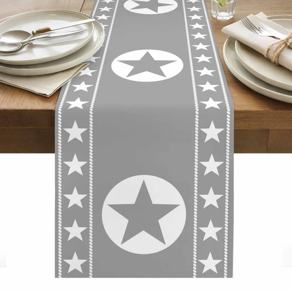 Western Star Ethnic Table Runner - 108 Inch Long, Kitchen Dining Table Runner Dresser Scarves, Grey Texas Ethnic Stars Tribal Art Farmhouse Decor for Coffee Tables Wedding Party Banquet