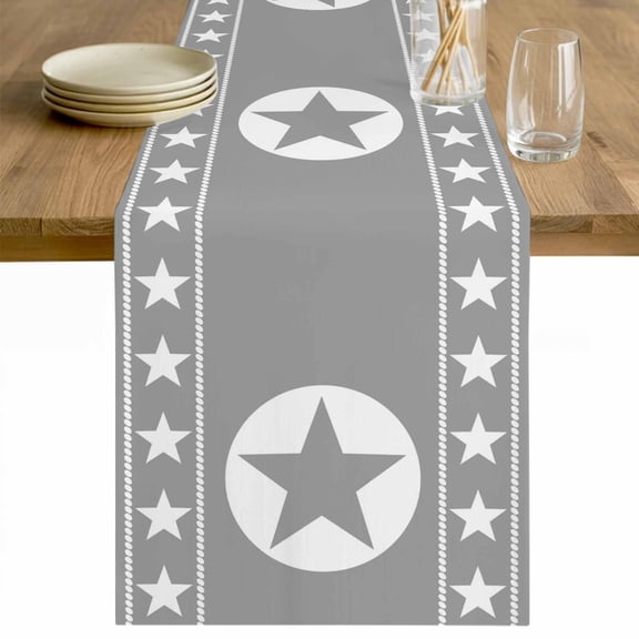 Western Star Ethnic Table Runner 36 Inches Long Farmhouse Dress Scarves, Grey Texas Ethnic Stars Tribal Art Dining Tablerunner for Coffee Table/Kitchen Island/Party Décor, Small 13" x 36"