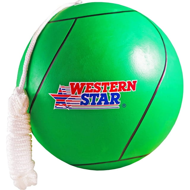 Western Star Green Rubber Tether Ball with Durable Rope