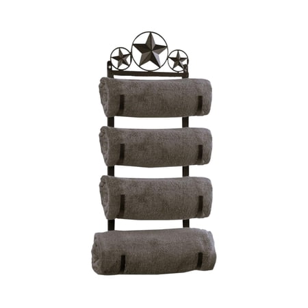 Western Star Metal Towel Roll Rack Farmhouse Country Cabin Lodge Bathroom Decor