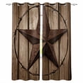 thumbnail image 1 of Western Star Retro Blackout Curtains for Bedroom Living Room Darkening Curtains 54 Inch Long Brown Vintage Wood Grain Short Curtain for Small Window Treatment Insulated Grommet Drapes 42"x54"x2, 1 of 9