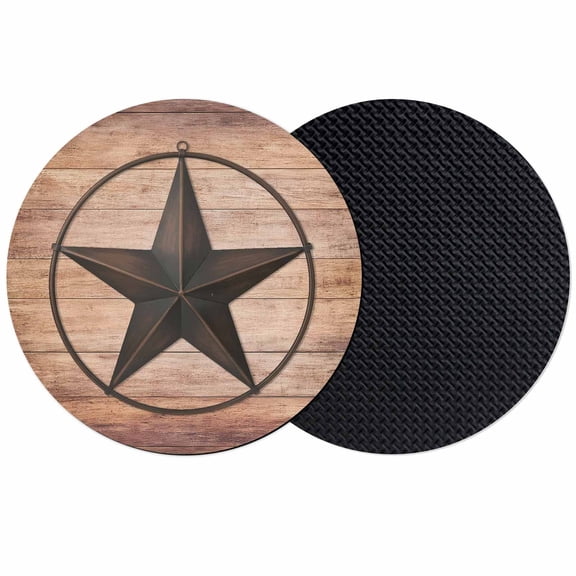 Western Star Retro Coasters Set of 2, Absorbent Coasters for Drinks, Country Farmhouse Brown Wooden Grain Coaster for Desk Coffee Table Protection, Home Decor House Warming Gifts 4"