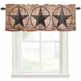 thumbnail image 1 of Western Star Retro Farmhouse Short Window Curtain Valances, Country Farmhouse Brown Wooden Grain Rod Pocket Kitchen Valances for Living Room Bedroom Bathroom Cafe 42" x 18", 1 of 8