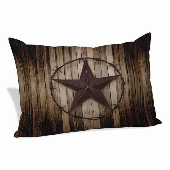 Western Star Retro Pillow Covers 24"x36", Vintage Brown Wood Barn Soft Brushed Microfiber Breathable Throw Pillow Covers, Decorative Pillowcase with Zipper for Couch Sofa Bedroom Living Room
