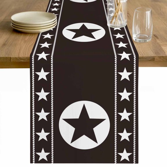 Western Star Tribal Table Runner 36 Inches Long Farmhouse Dress Scarves, Brown Texas Ethnic Stars Abstract Art Dining Tablerunner for Coffee Table/Kitchen Island/Party Décor, Small 13" x 36"