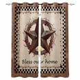 thumbnail image 1 of Western Star Vintage Blackout Curtains for Bedroom Living Room Darkening Curtains 54 Inch Long Country Texas Stars Buffalo Plaid Brown Short Curtain for Small Window Treatment Drapes 42"x54"x2, 1 of 9