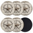 thumbnail image 1 of Western Stars Farmhouse Coasters Set of 6, Absorbent Coasters for Drinks, Vintage Wheat Rings Wooden Stripes Coaster for Desk Coffee Table Protection, Home Decor House Warming Gifts 4", 1 of 8