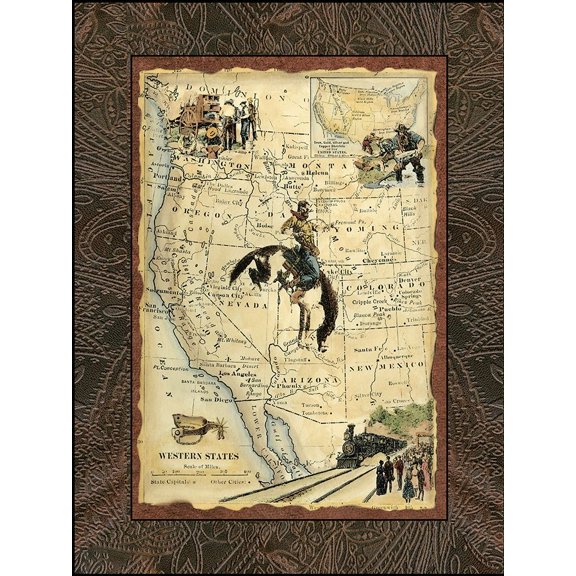 Western States Map Poster Print - Studio Vision (24 x 36)