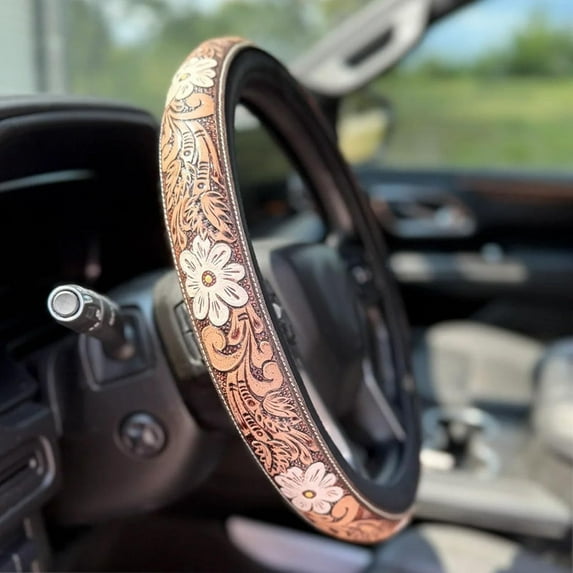 Retro Western Cowboy Car Universal Steering Wheel Cover, West Cowboy Anti Slip Car Wheel Wrap Case, Auto Interior Accessory for Men & Women, A