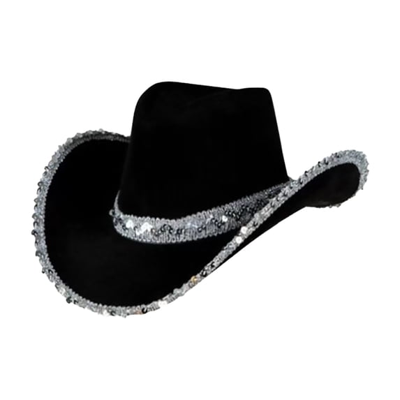 Western Straw Cowboy Hat for Masquerade Party Trimmedwomen Beach Sun Hat for Men Wide Brim Hat Cowgirl Hats Summer Panama Hat by Awwp Black One Size