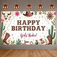 thumbnail image 1 of Western Style Banner Pink Flowers Girls' Rodeo Banner Cowboy Boots Cactus Decor Western Background for Girls' Birthday Party Western Theme Party Rodeo Gathering, 1 of 9