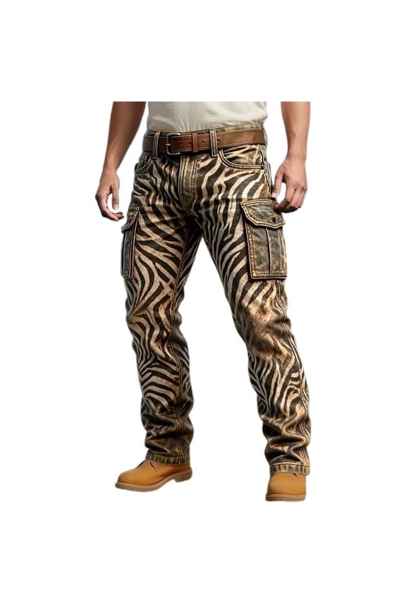 Western Style Cargo Pants Casual Work Trousers With Multiple Utility Pockets For Outdoor Daily Wear/Khaki/L