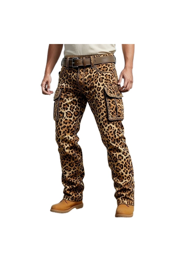 Western Style Cargo Pants Relaxed Fit Casual Trousers With Multiple Utility Pockets For Outdoor Daily Wear/Coffee/M