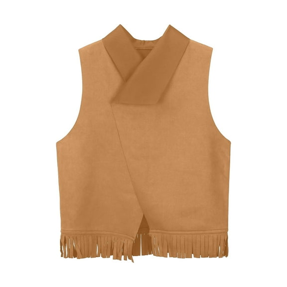 Western-Style Cowboy & Cow Girl Fringe Vest - Party Dress-Up Top with Open Front Design for Boys & Girls
