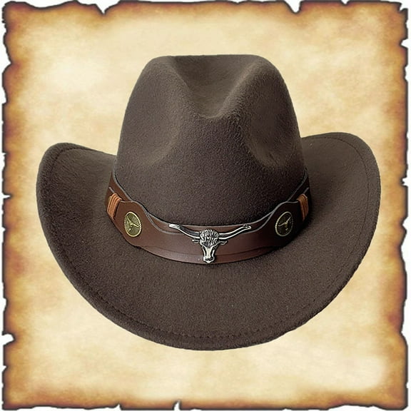 Western Style Cowboy Hat With Cow Head Decoration Outdoor Outing Casual Style Sun Hat Mens Outback Hat Bands Toddler Girls Cowboy Hat Space X Cap Leather Cowboy Hat Cowboy Hat for Boys 4 Years Small