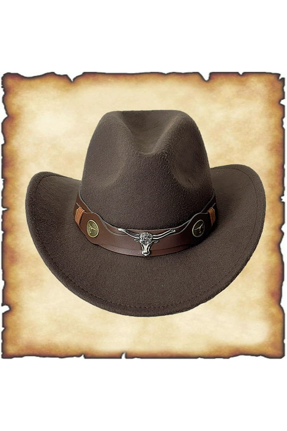 Western Style Cowboy Hat With Cow Head Decoration Outdoor Outing Casual Style Sun Hat Mens Outback Hat Bands Toddler Girls Cowboy Hat Space X Cap Leather Cowboy Hat Cowboy Hat for Boys 4 Years Small