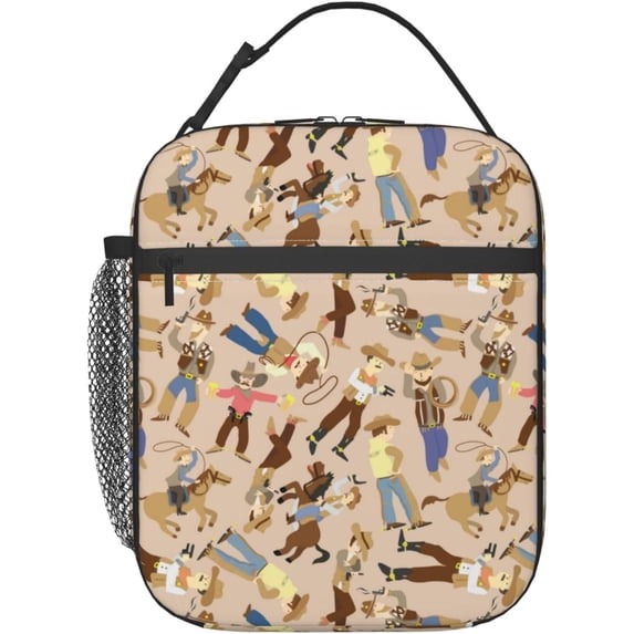 Western Style Cowboy Insulated Lunch Bag, Lunch Box for Office Travel, Lunch Bag for Men and Women