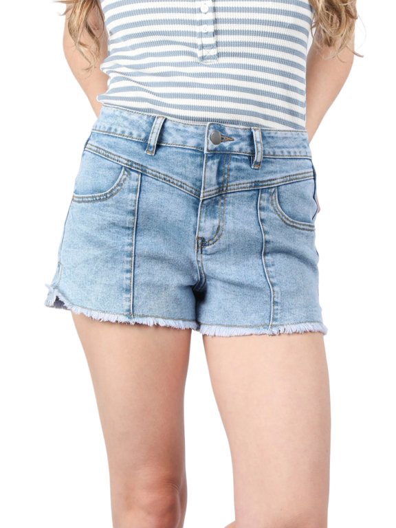 Western Style Denim Shorts – Women's High Waist Solid Color Summer Casual Shift Shorts, 12