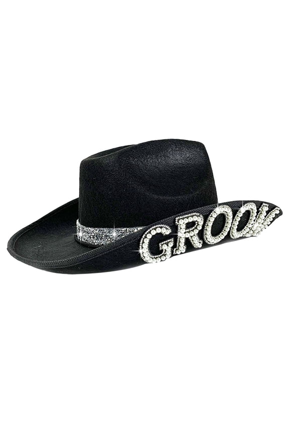Western Style Dome with Headscarf Cowboy Hat Letters Decoration Suitable for Wedding Occasions Beard Bud