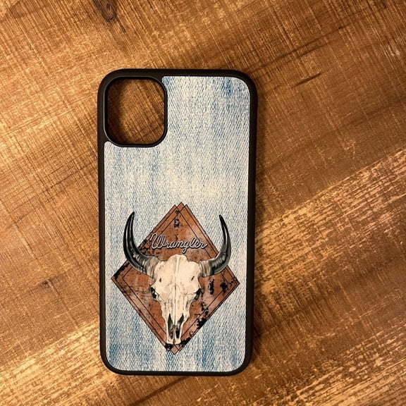 Western Style Faux Denim Background Punchy Phone Case with iPhone 17 to 11 Pro Max