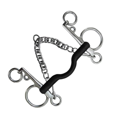 Western Style Horse Bit, W/Curb Hooks Chain, Mouth Horse Bit, Cheek for Horse Bridle Horse Chewing Equestrian Training Equipment