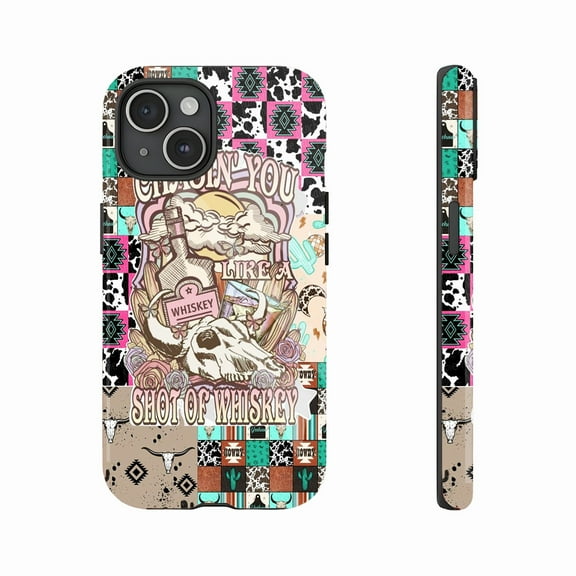 Western Style Phone Case with Chasing Whiskey & Stars Design for Boho Vintage Lovers, Birthday & Holiday Gift – Compatible with iPhone 11/12/13/14/15/16 (Pro Max/Plus)