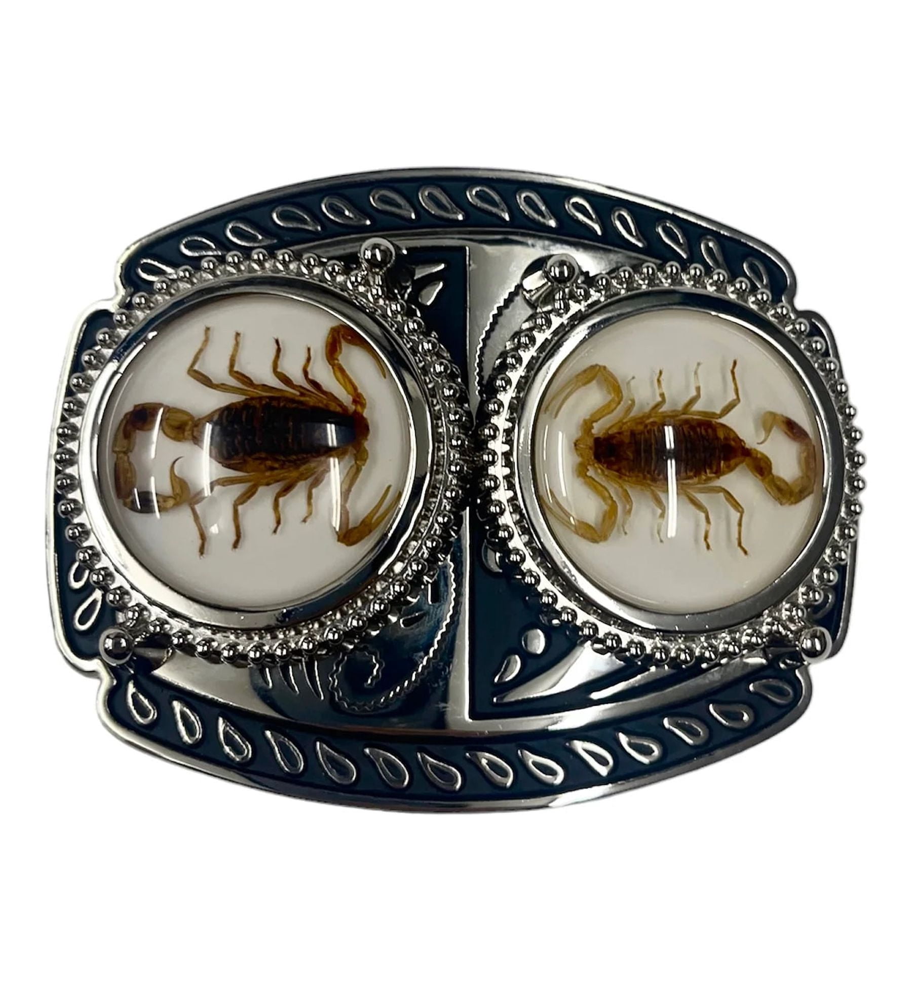 Cowboy Belt Men Blue Stone Real Black Scorpion Belt Buckle Mens