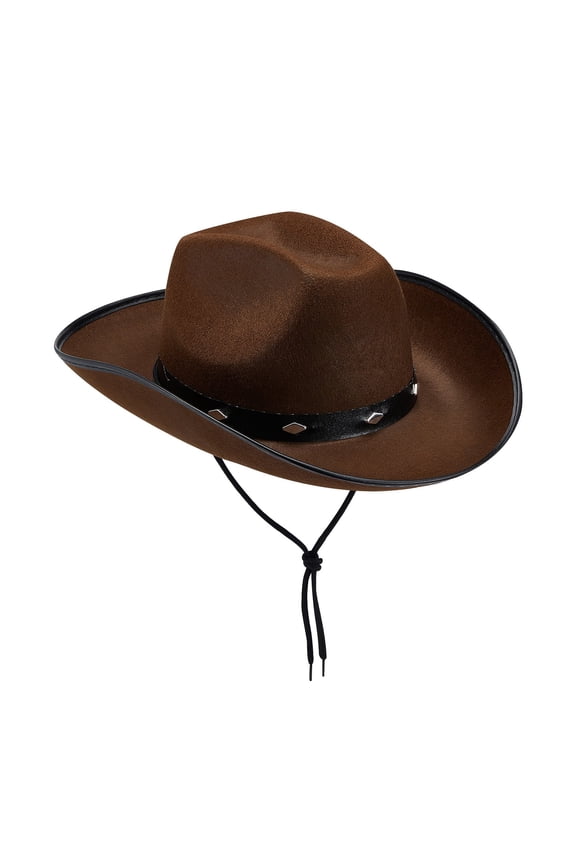 Western Style Studded Leather Cowboy Hat Featuring Adjustable Strap And Curved Brim for Outdoor Events Festivals and Everyday Fashion Wear