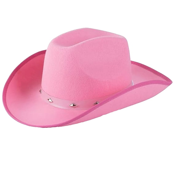 Western Style Studded Leather Cowboy Hat Featuring Adjustable Strap And Curved Brim for Outdoor Events Festivals and Everyday Fashion Wear