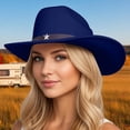 thumbnail image 1 of Western Style Unisex Adult Cowboy Hat With Star Riding Accessory For Casual Daily Wear, Navy, 1 of 3