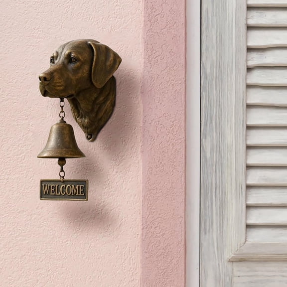 Western Style Welcome Doorbell, Labrador Dog Design, Antique Bronze Finish, Decorative Bell with "Welcome" Sign for Entryway, Unique Dog Lover Gift, Perfect for Home Decoration
