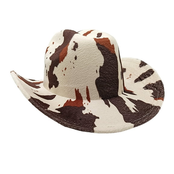 Western Styles Hat Roll Trim Cowgirls Fedoras Wide Brims Hat with Pattern for Outdoor Activity and Cosplay Party