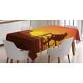 thumbnail image 1 of Western Tablecloth, Silhouette of Cowboy in Wild West Sunset Scene American Culture Image Print, Dining Room Kitchen Rectangular Table Cover, 60" X 84", Orange, by Ambesonne, 1 of 4