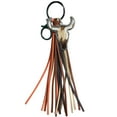 thumbnail image 1 of Western Tassel Style Leather Cow Head Animal Print Keychain, 1 of 5