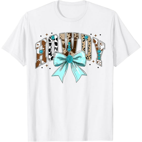 Western Texas Howdy Western Turquoise Coquette Bow Cowgirl T-Shirt Tops Tee