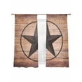 thumbnail image 1 of Western Texas Star Barn Sheer Curtains 2 Panels Set Rustic Brown Wood Grain Sheer Window Curtains Light Filtering Rod Pocket Voile Drapes for Bedroom Living Room 52"X72", 1 of 8
