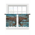 thumbnail image 1 of Western Texas Star Barn Sheer Curtains 54 inches Long, Rustic Teal Wood Grain Light Filtering Sheer Window Curtains Rod Pocket Voile Drapes for Bedroom Living Room, 2 Panels 52"W x 54"L, 1 of 7