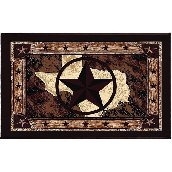 Western Texas Star Bath Rug, Rustic Brown Barnwood Bathroom Mats 32x20 Inch, Vintage Wood Board Lodge Non-Slip Absorbent Bathroom Rugs for Bedside Shower Room Bathtub Kitchen Sink
