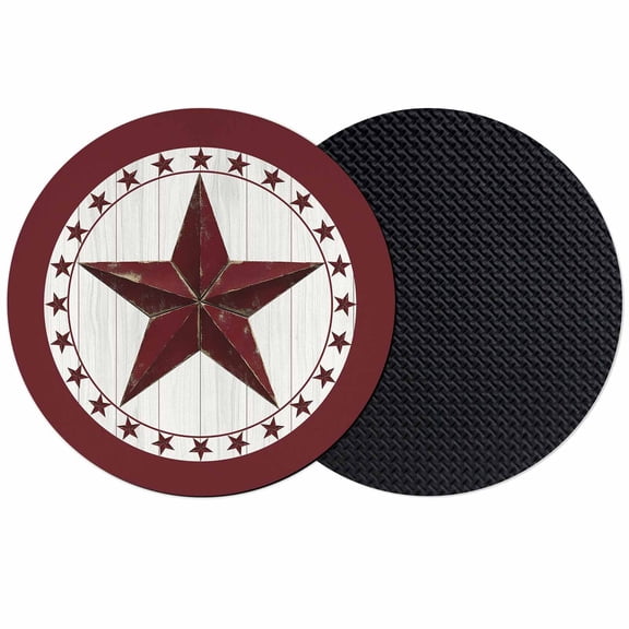 Western Texas Star Coasters Set of 2, Absorbent Coasters for Drinks, Red Retro Pentagram Rustic Wood Grain Coaster for Desk Coffee Table Protection, Home Decor House Warming Gifts 4"