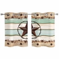 thumbnail image 1 of Western Texas Star Green Kitchen Curtains Small Short 39 Inch Length, Farmhouse Brown Country Vintage Grommet Bedroom Living Room Curtains, Light Filtering Cafe Curtain Drapes 2 Panels Set 55''x39'', 1 of 9