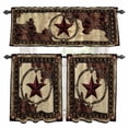 thumbnail image 1 of Western Texas Star Kitchen Curtains Sets for Windows 36 Inch Length, Retro Rustic Brown Farmhouse Rod Pocket Window Treatments Tier Curtains and Valances Set for Bedroom/Bathroom, 1 of 8