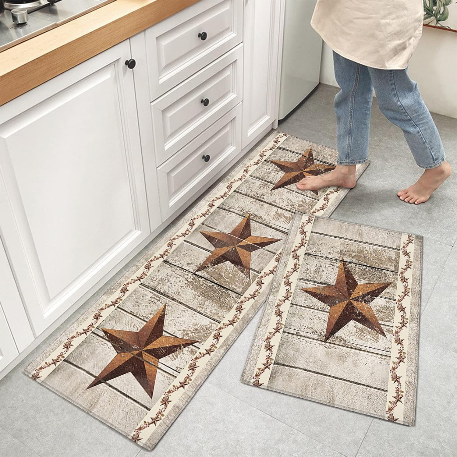 Western Texas Star Kitchen Rugs, Kitchen Mats for Floor, Anti-Fatigue ...