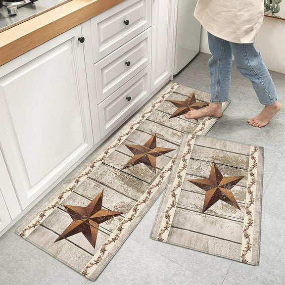 Western Texas Star Kitchen Rugs, Kitchen Mats for Floor, Anti-Fatigue Mat Rustic Kitchen Mat, Kitchen Organization Western Rug, Western Kitchen Decor Runner Rug, Western Kitchen Rugs Standing Desk Mat