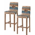 thumbnail image 1 of Western Texas Star Retro Bar Stool Covers Set of 2, Country Farmhouse Dark Blue Brown Wooden Stretch Bar Chair Covers with Backs, Removable Pub Counter Height Chair Cover for Kitchen Dining Room Cafe, 1 of 7