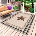 thumbnail image 1 of Western Texas Star Retro Outdoor Rug 6x9 Ft, Non Slip Washable Area Rug, Rustic Vintage Berry Black Beige Plaid Patio Rugs Carpet Runner, Large Floor Mat for Indoor/Outdoor Deck Porch Camping, 1 of 8