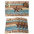 thumbnail image 1 of Western Texas Star Retro Placemats Set of 6, Country Farmhouse Light Blue Brown Wooden Placemats for Dining Table, Place Mats for Kitchen Tabletop, Waterproof Wipeable Dining Table Mats Set, 1 of 9