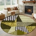 thumbnail image 1 of Western Texas Star Round Living Room Rugs 5 ft, Black White Buffalo Check Leopard Green Washable Area Rug with Non-Slip Sturdy Edge Binding Round Carpet for Entryway Kitchen Bedroom Bathroom, 1 of 9